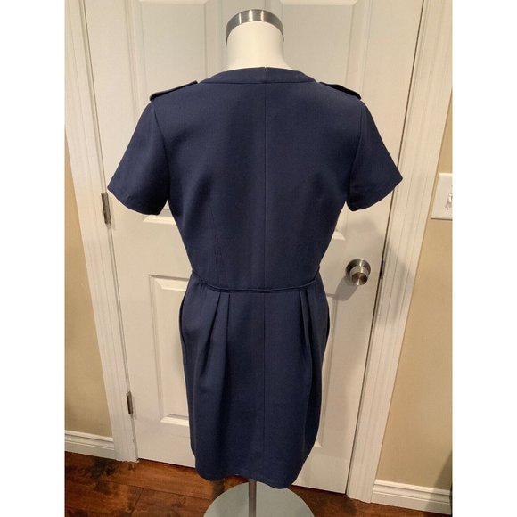 BCBG Max Azria Navy Blue Full Zip "Kammy” Pleated Dress, Size 8 - Picture 6 of 7